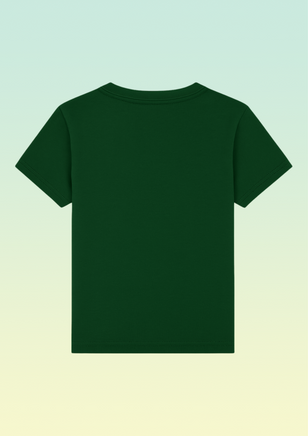 Back view of a bottle green baby t-shirt.