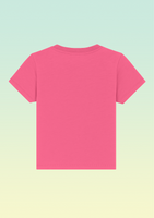 The back of a pink cotton baby t-shirt.